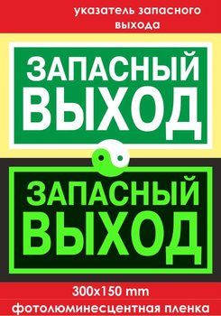 E23 указатель запасного выхода (ГОСТ 34428-2018, фотолюминесцентная пленка, 300х150 мм) - Знаки безопасности - Фотолюминесцентные знаки - Магазин охраны труда и техники безопасности stroiplakat.ru