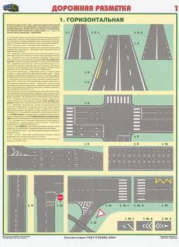 ПС42 Дорожная разметка (ламинированная бумага, А2, 2 листа) - Плакаты - Автотранспорт - Магазин охраны труда и техники безопасности stroiplakat.ru